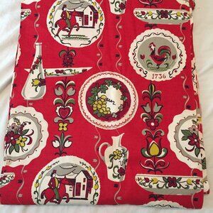 Vtg  Fabric 4.72Y Farm Horse Country Italy Tole 1736 Rooster Grapes Flowers Vino